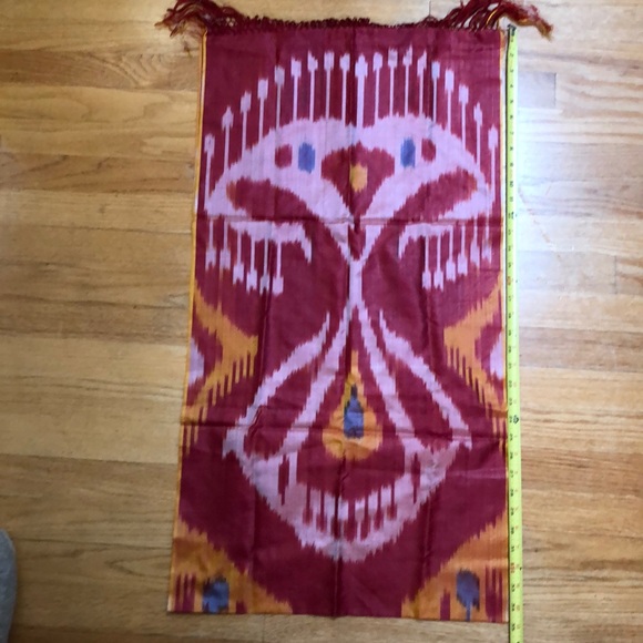 Uzbek Ikat Boho Scarf Red - Picture 6 of 6